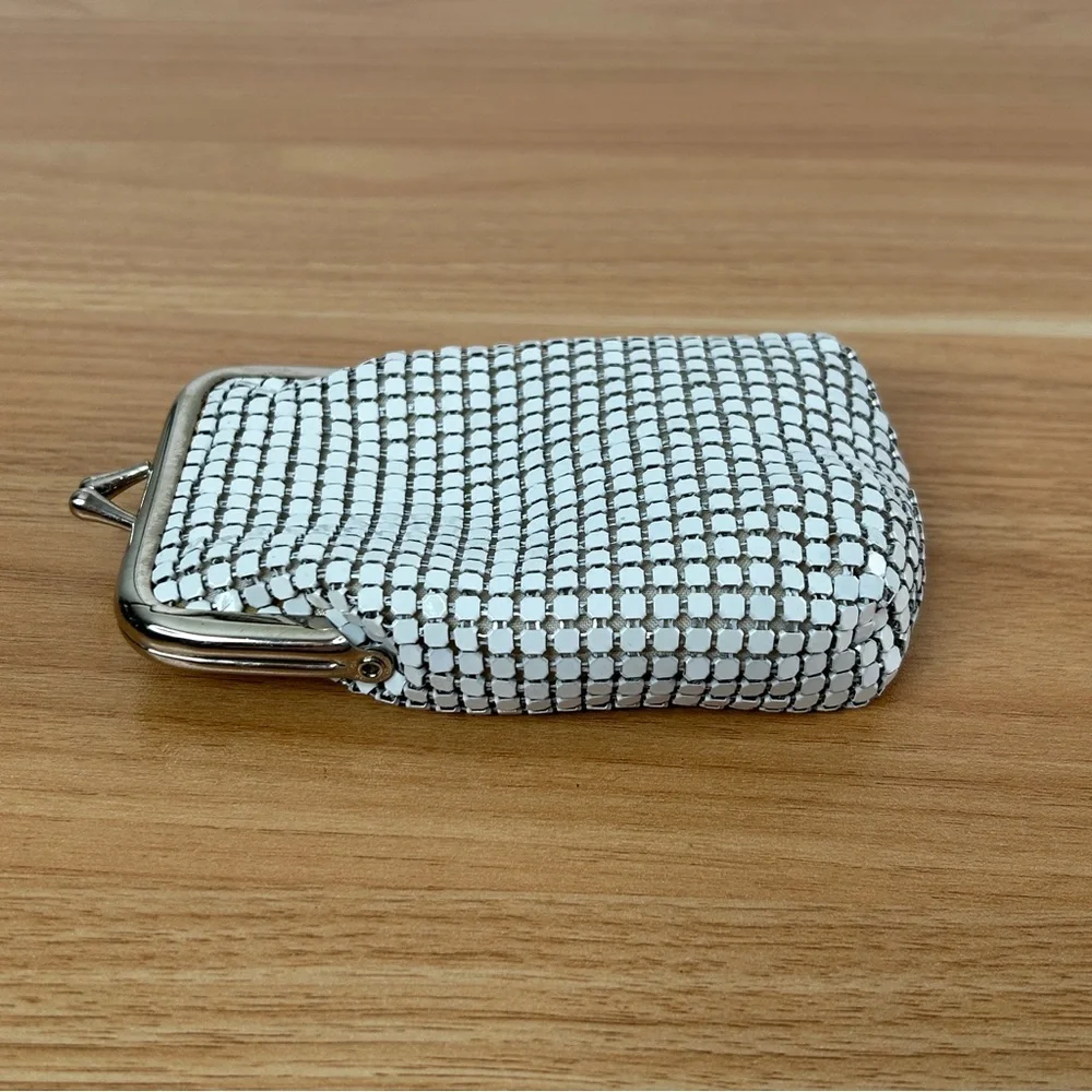 Cigarette Case or Eyeglass Case White Metal Mesh Props Retro